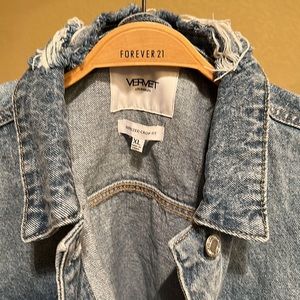 Vervet Distressed Oversized Cropped Denim Jacket XL